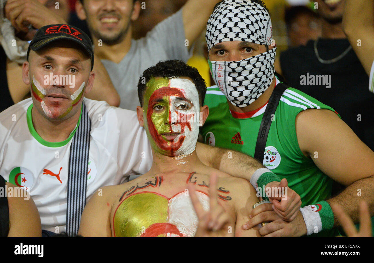 Equitorial Guinea. 01st Feb, 2015. African Cup of Nationsl football tournament. Quarterfinal match between Ivory Coast versus Algeria. Supporters in face paint Credit:  Action Plus Sports/Alamy Live News Stock Photo