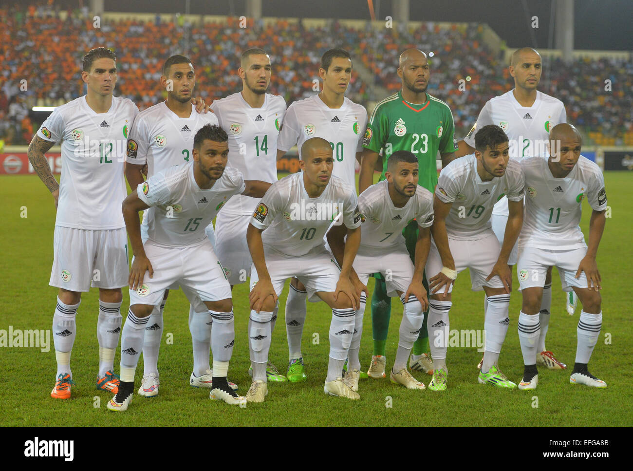 Equitorial Guinea. 01st Feb, 2015. African Cup of Nationsl football tournament. Quarterfinal match between Ivory Coast versus Algeria. Team Algeria pregame Credit:  Action Plus Sports/Alamy Live News Stock Photo