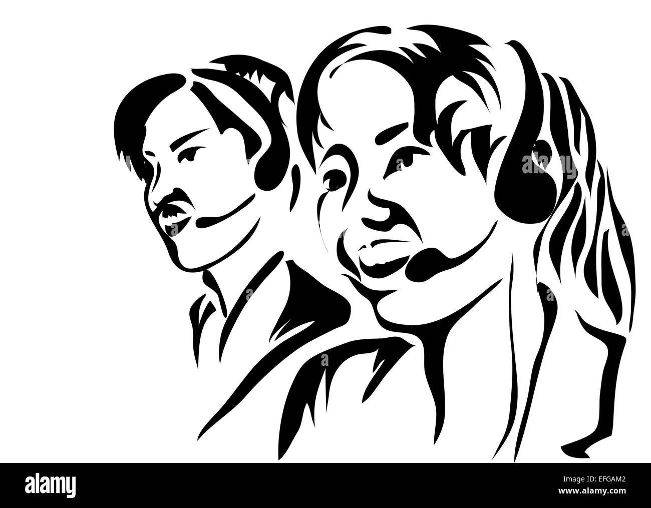 Operator call center in Black and White Stock Photos & Images - Alamy
