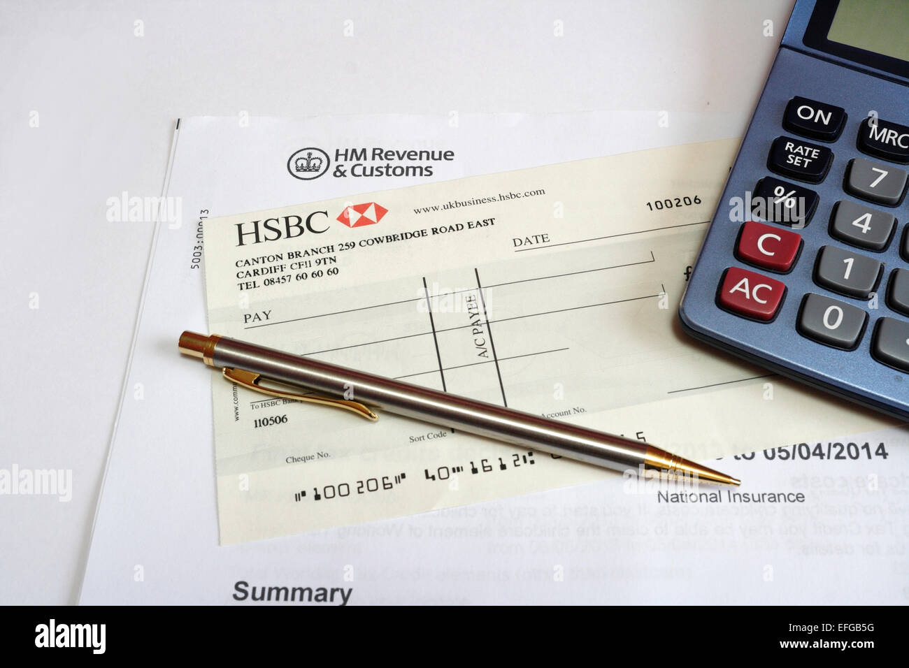 A blank cheque for HM Revenue and customs Stock Photo - Alamy