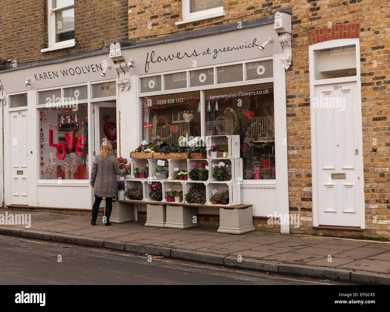 Front of Karen Woolven Flowers at Greenwich trendy florists shop in