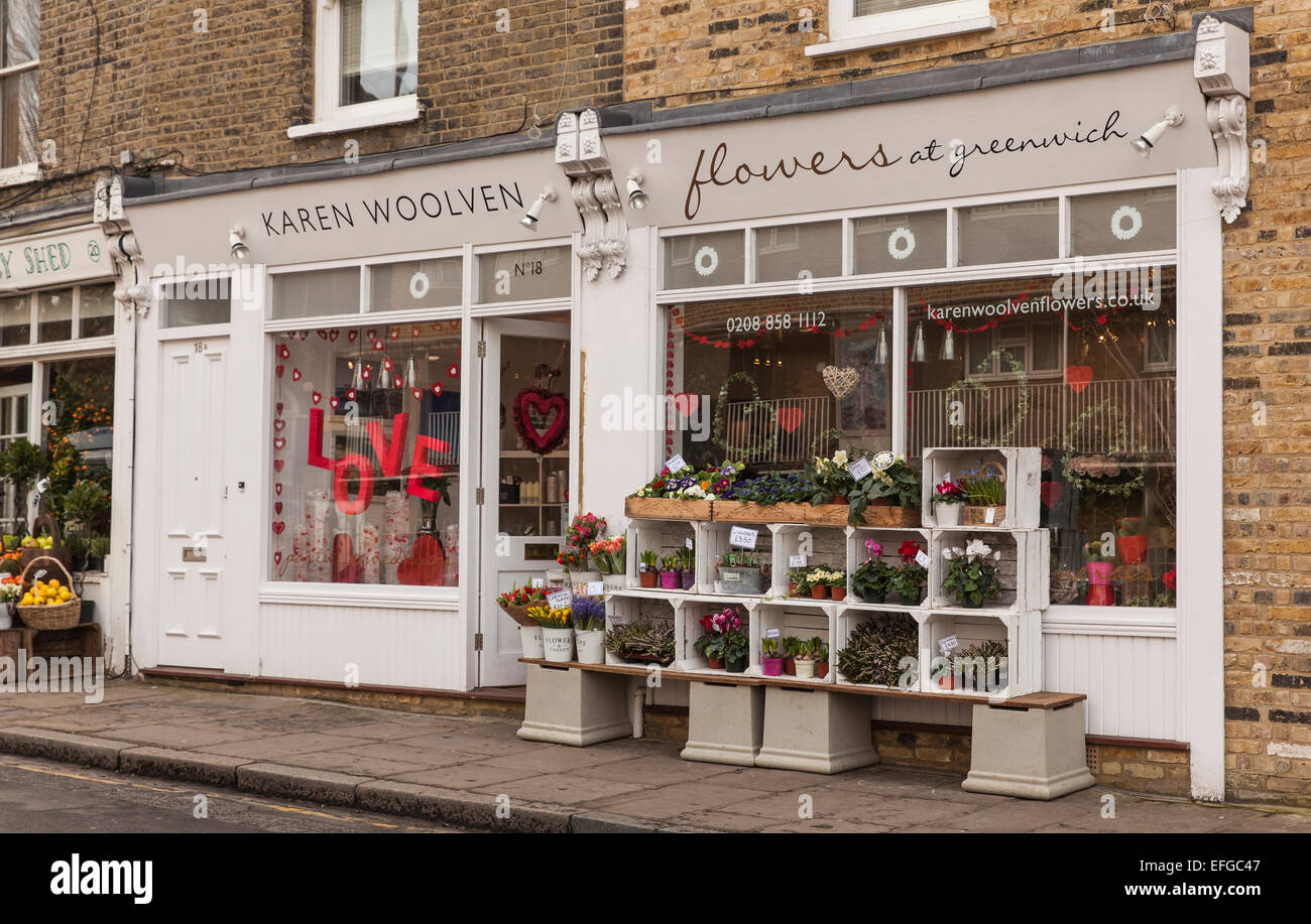 Karen Woolven Flowers at Greenwich trendy flower shop in the Royal Hill Greenwich London with a