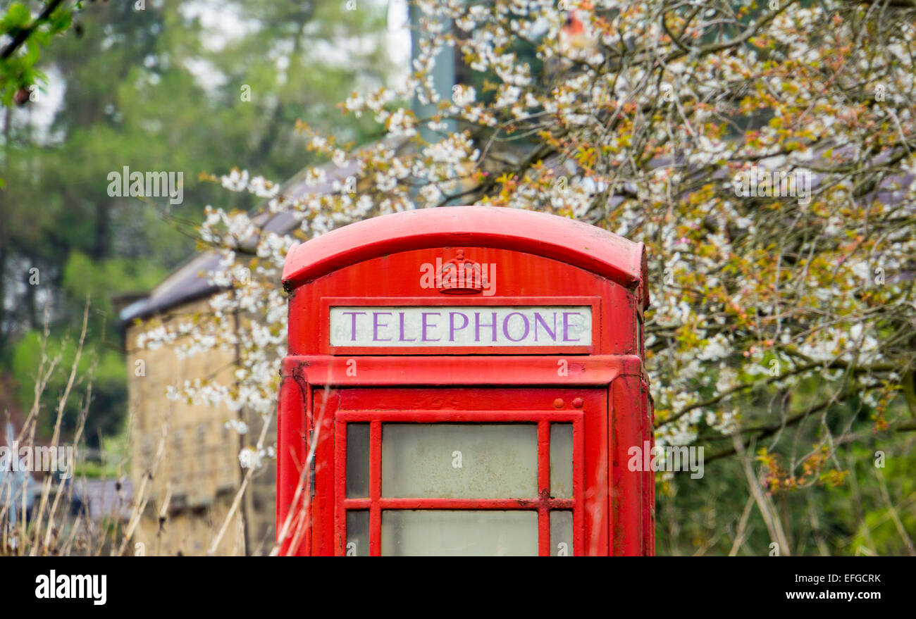 Telephone Box, Pateley Bridge, Yorkshire Stock Photo