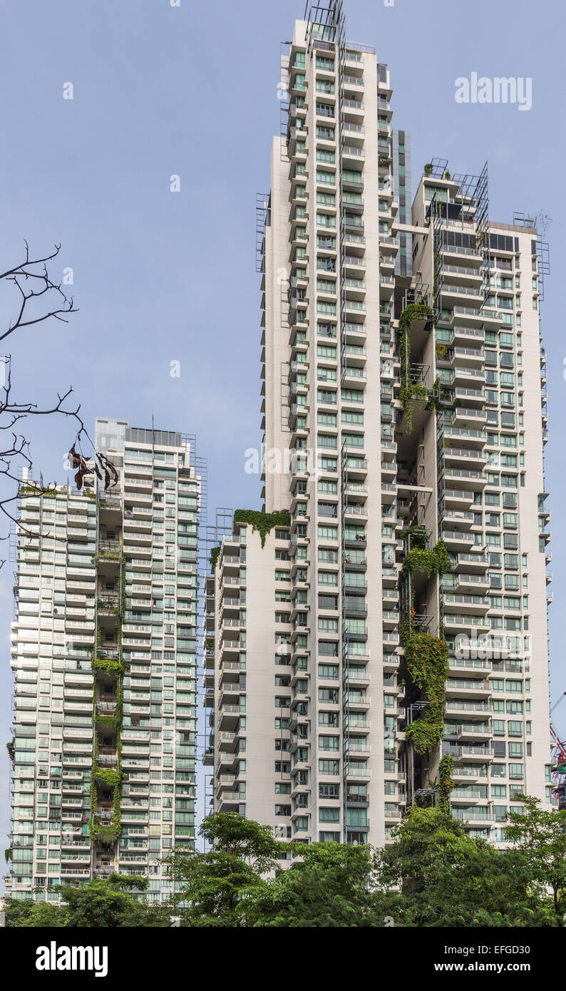 Apartment Buildings With Vertical Gardens Facing The Singapore