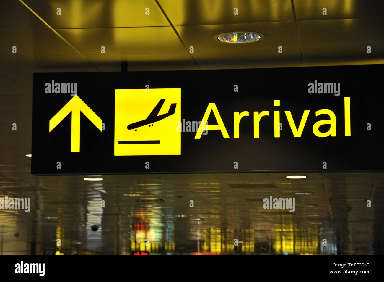 directions for passengers arriving at an airport Stock Photo