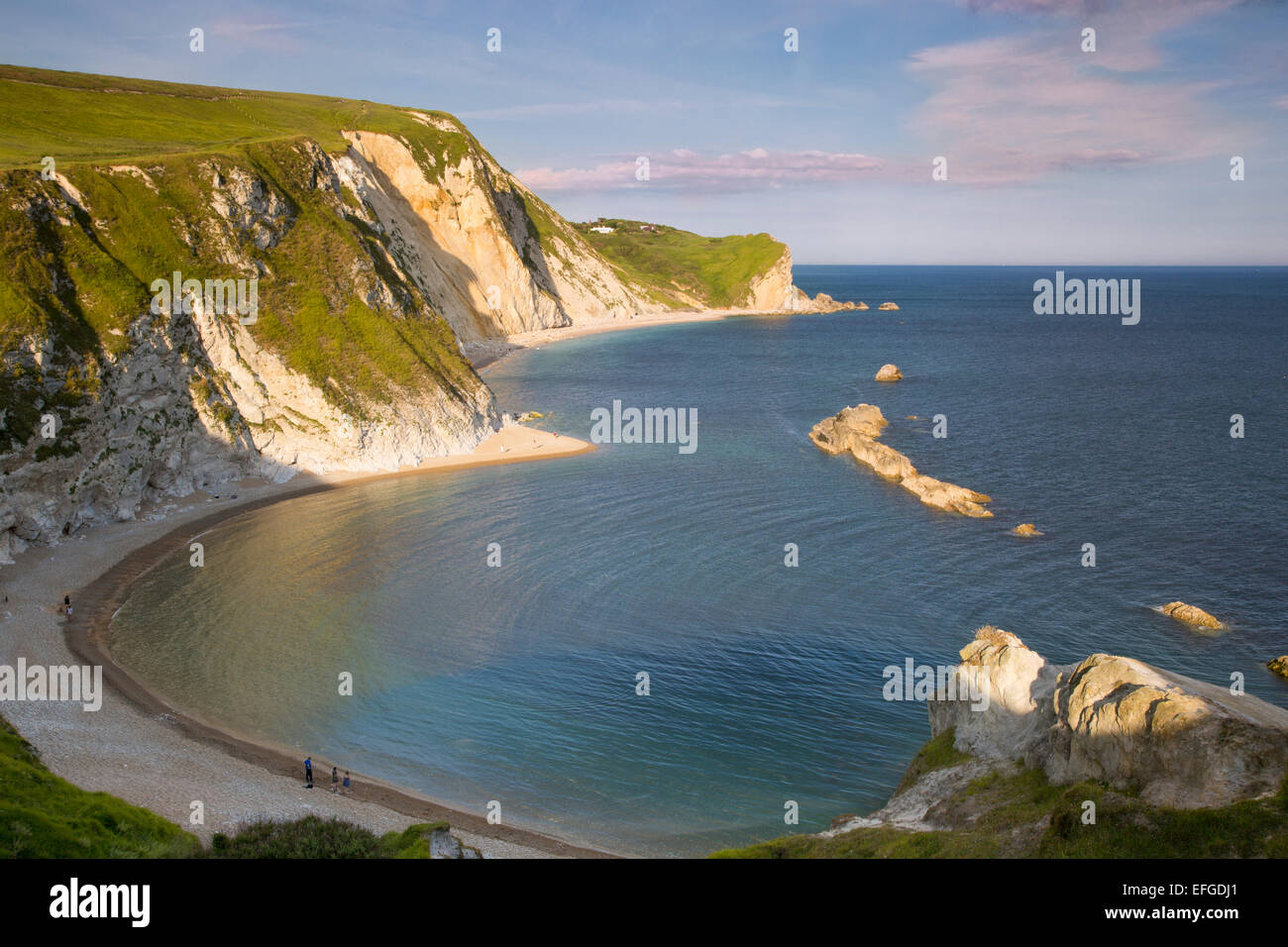 Evening overlooking Man O War Bay along the Jurassic Coast, Dorset, England Stock Photo