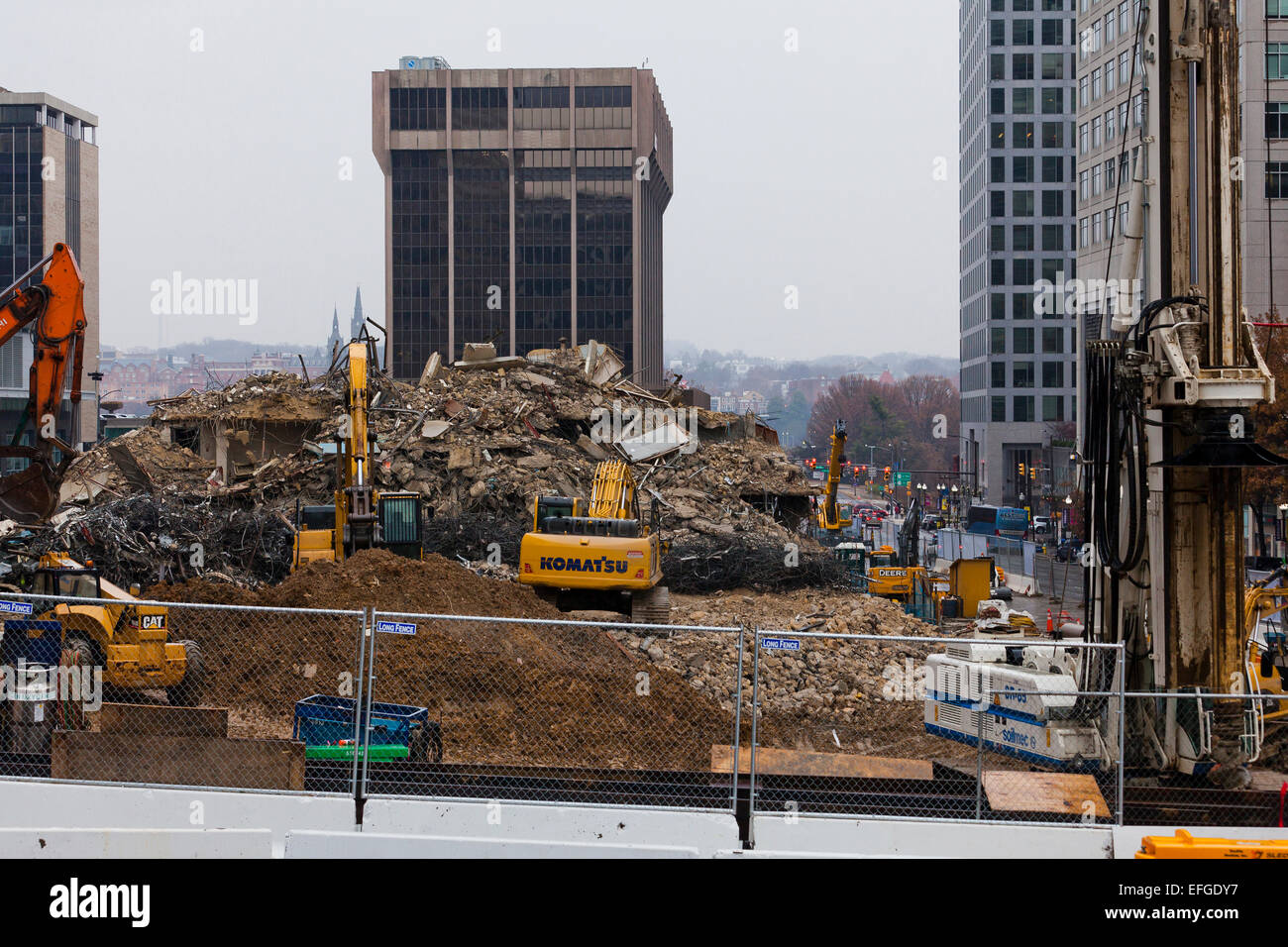 Urban high rise building demolition - Arlington, Virginia USA Stock Photo