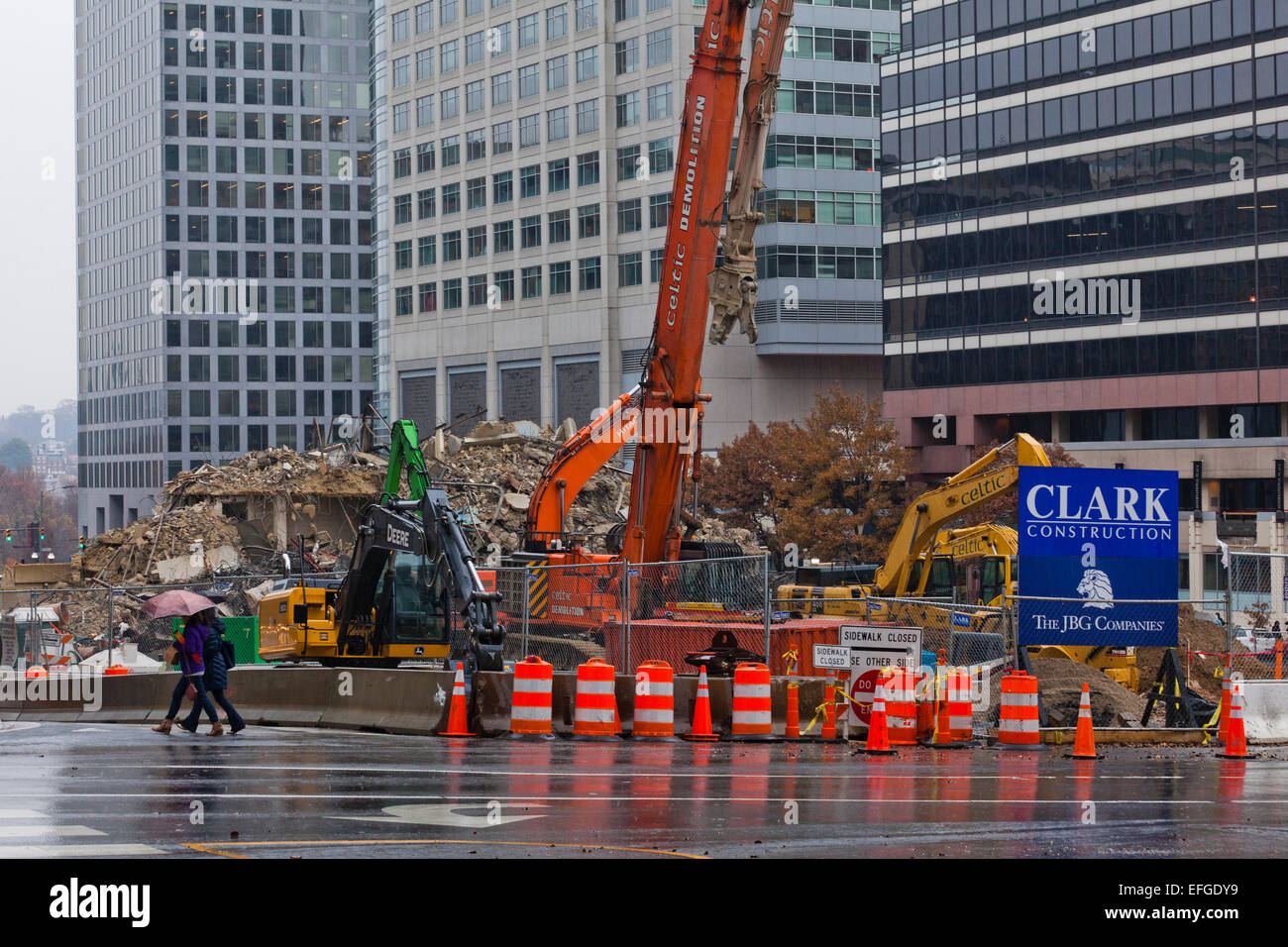 Urban high rise building demolition - Arlington, Virginia USA Stock Photo