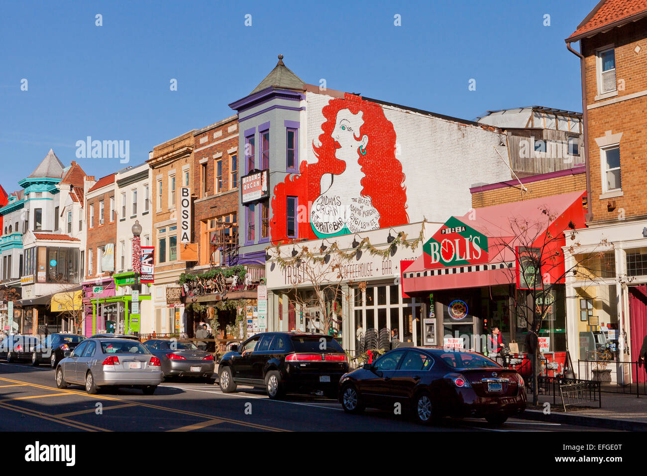 Storefronts on 18th street of Adams Washington, DC USA Stock