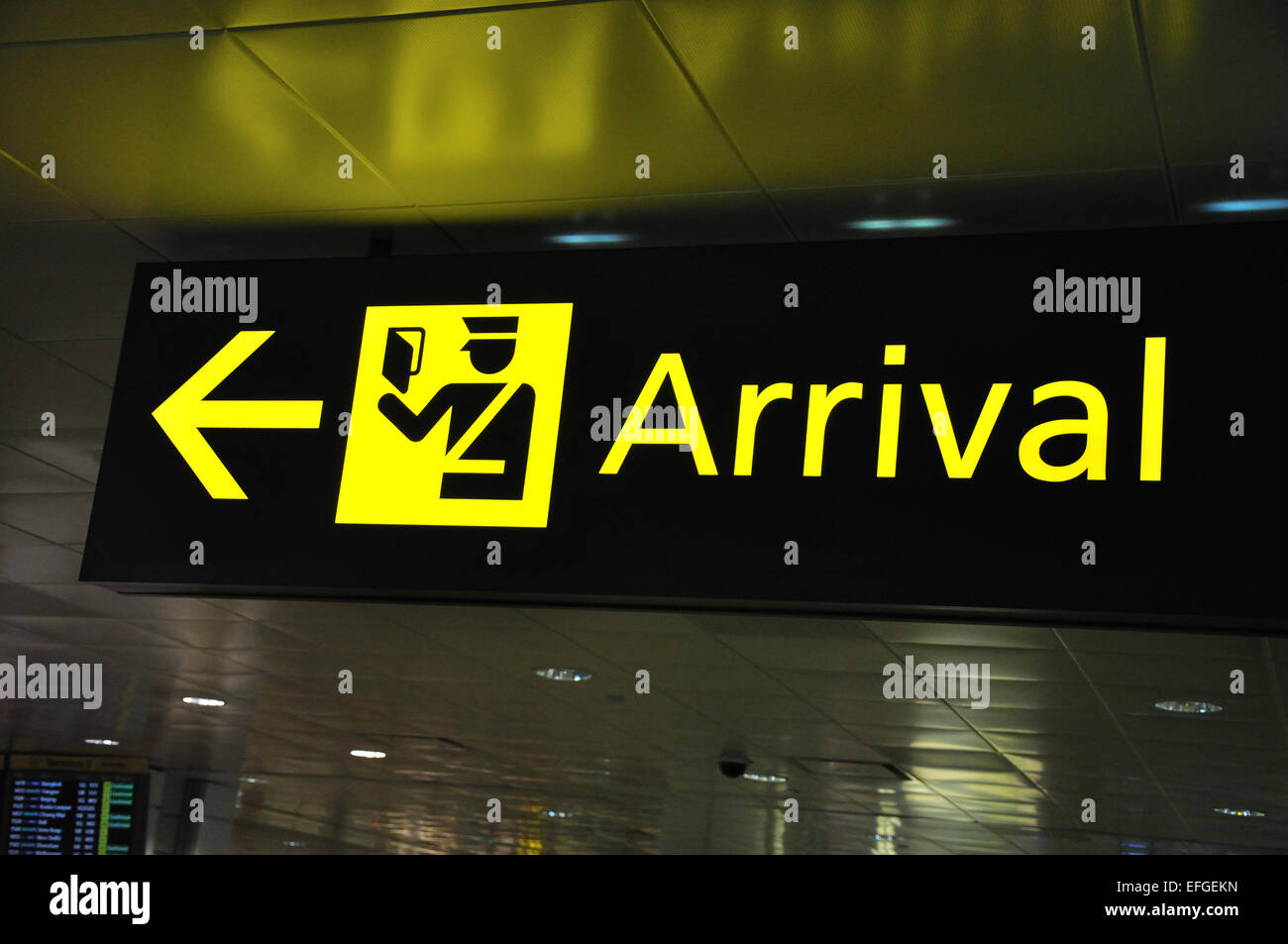 directions for passengers arriving at an airport Stock Photo