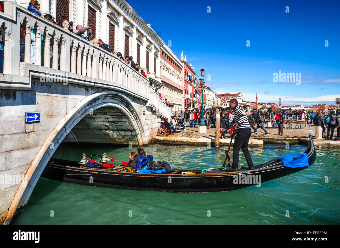 Venice, Italy. Image with Gondolas on Piazza San Marco. This is Venice lagoon international landmark of Italy. Stock Photo