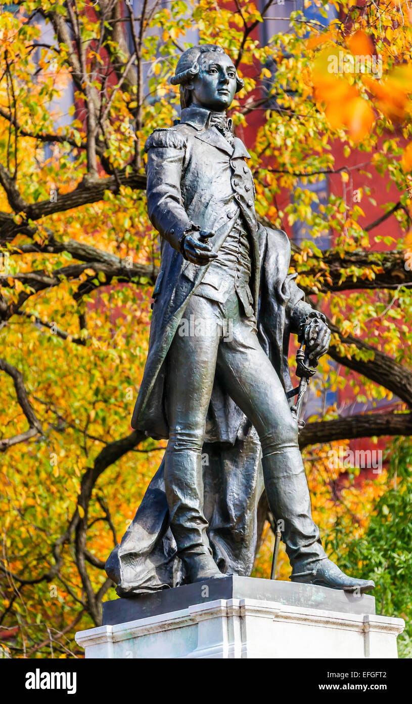 General Marquis de Lafayette Statue Lafayette Park Autumn Washington DC