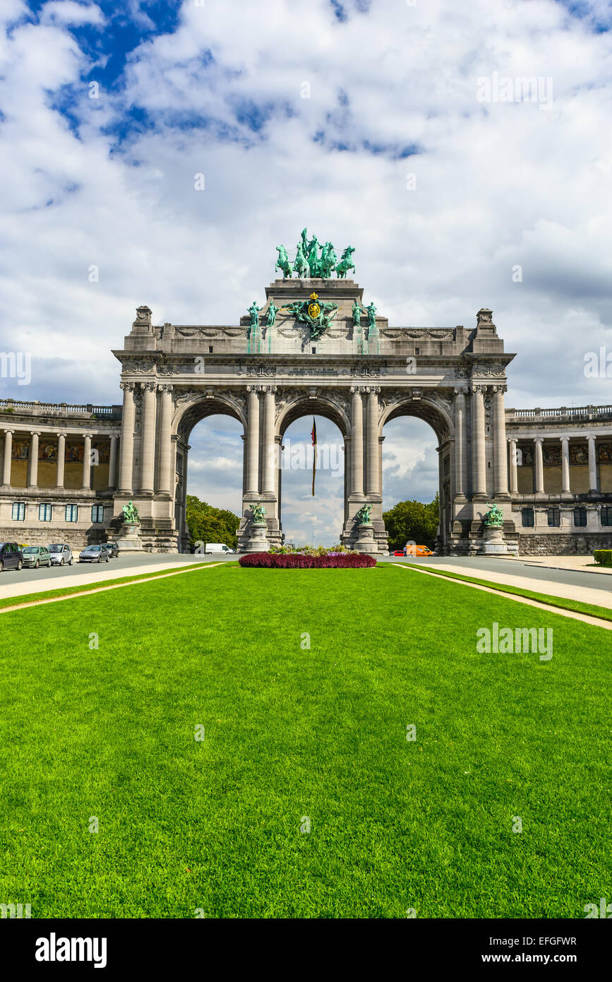 Bruxelles, Belgium. Parc du Cinquantenaire with Arch built for the Golden Jubilee celebrations of Belgian independence. Brussels Stock Photo