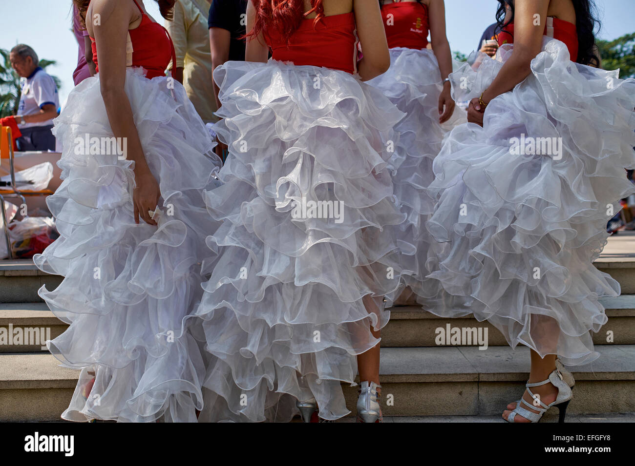 a frilly dress