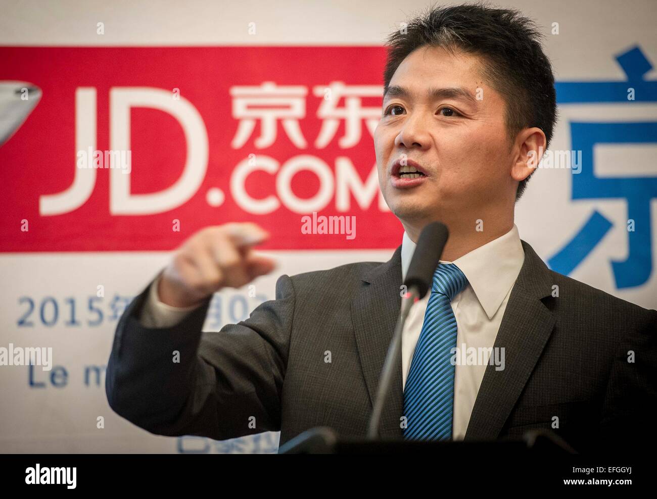 Paris, France. 3rd Feb, 2015. Liu Qiangdong, CEO of e-commerce company