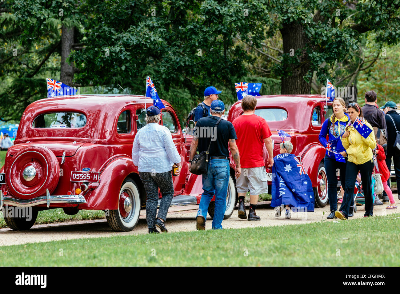 Classic cars on display, RACV Australia Day picnic and Federation
