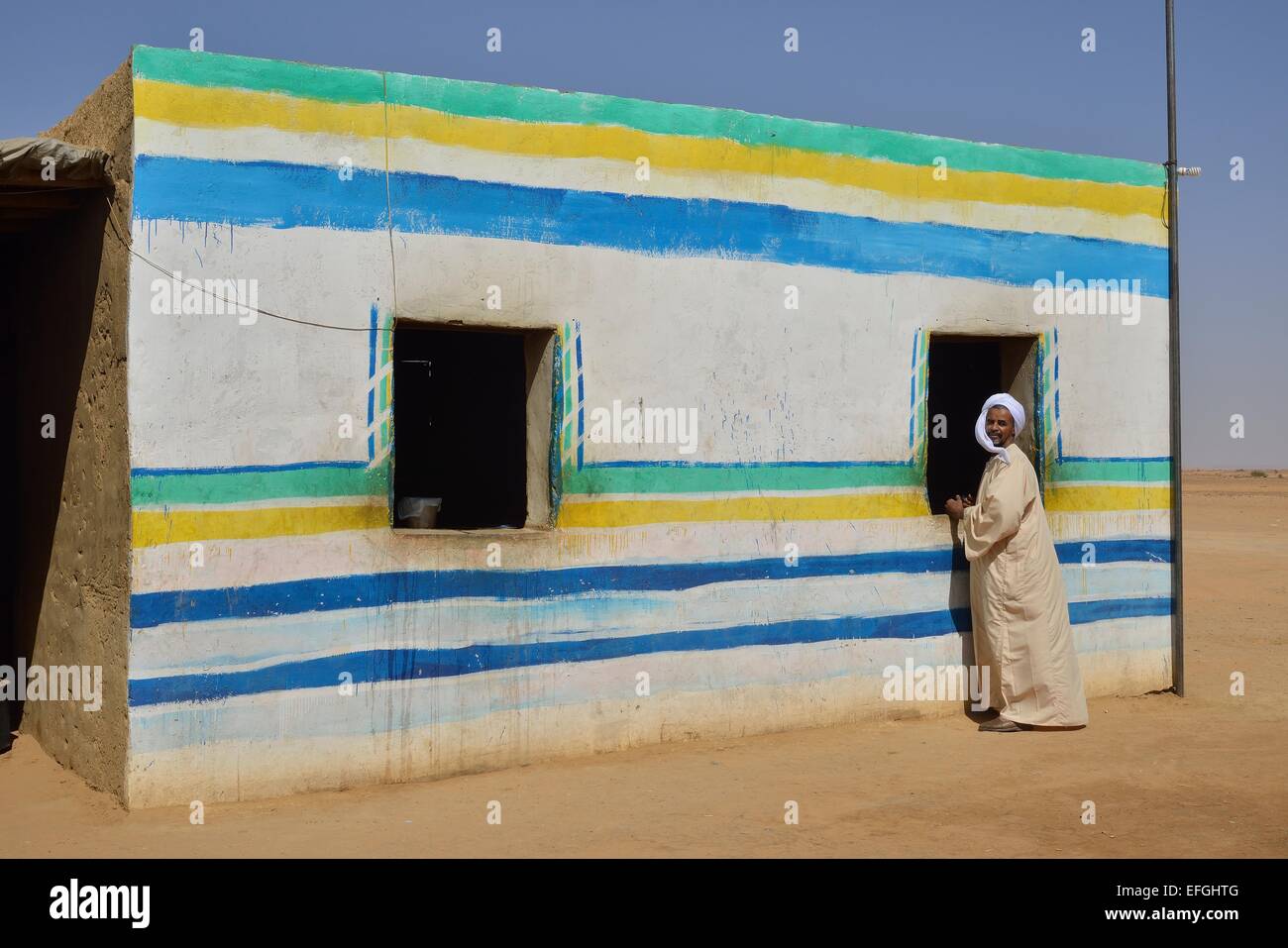 Colourful Nubian house, Bayuda Desert, Northern state, Nubia, Sudan Stock Photo