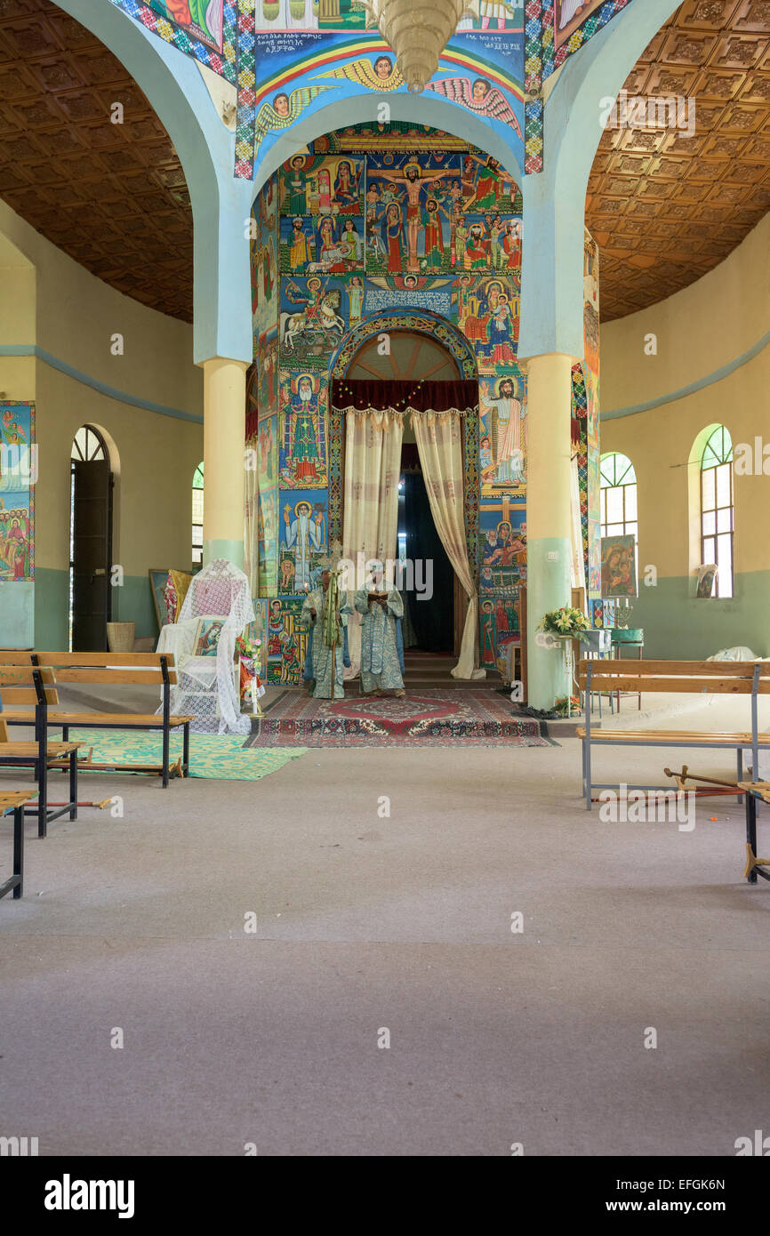 Inside of a church in Mekele in Ethiopia Stock Photo