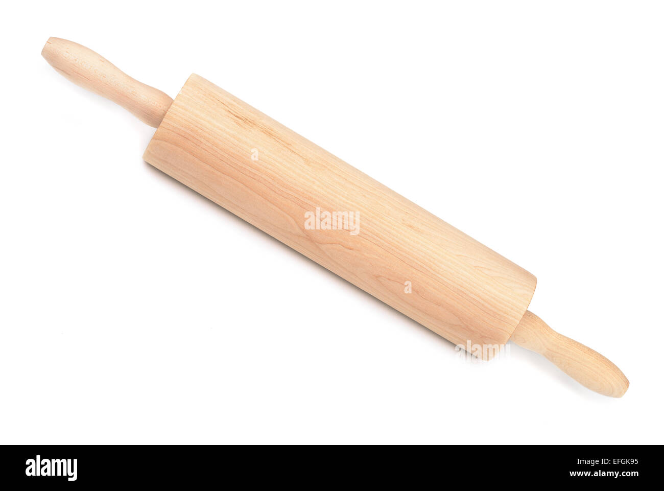Wooden rolling pin isolated on white Stock Photo