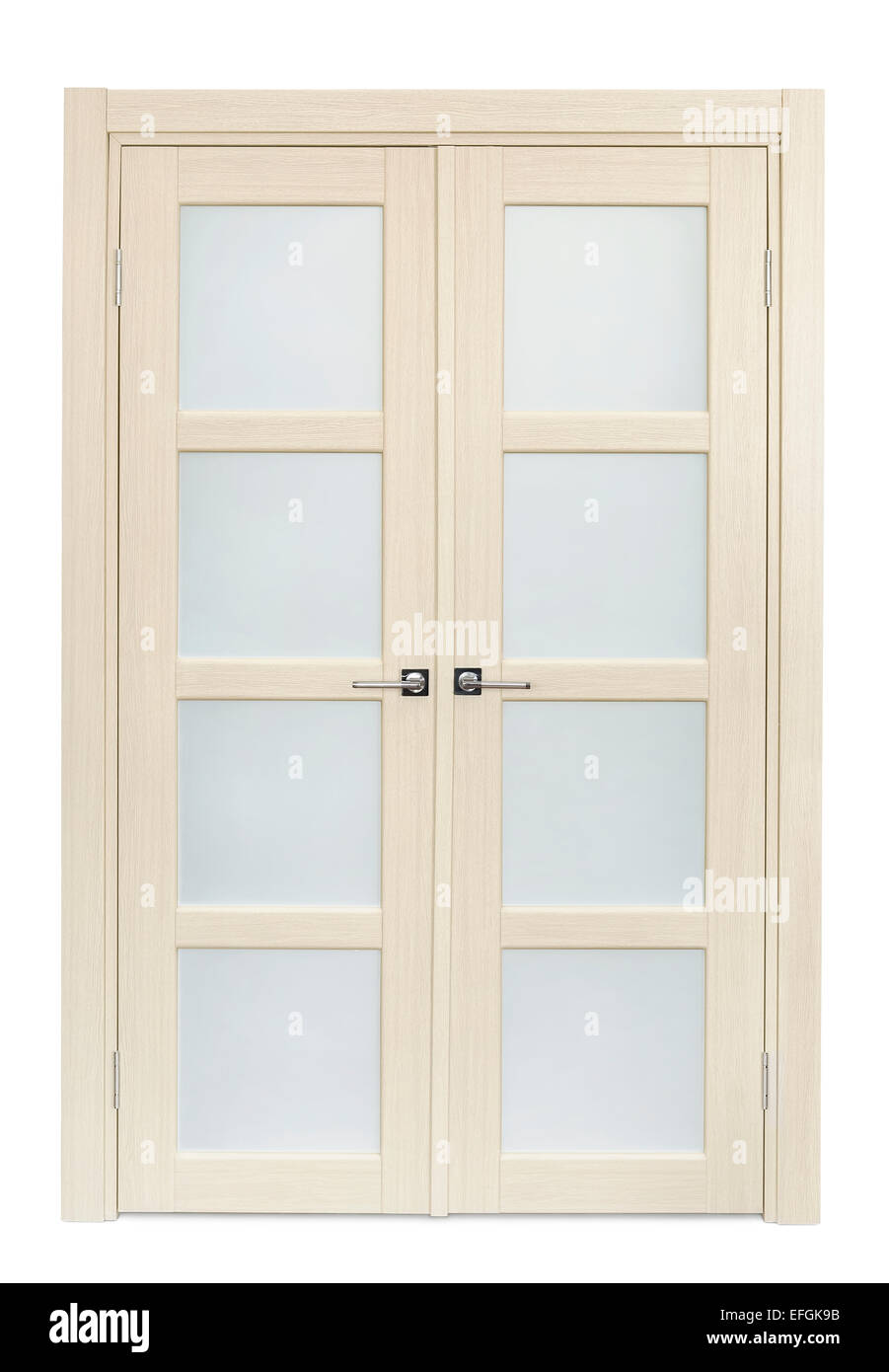 White oak interior double door isolated on white Stock Photo