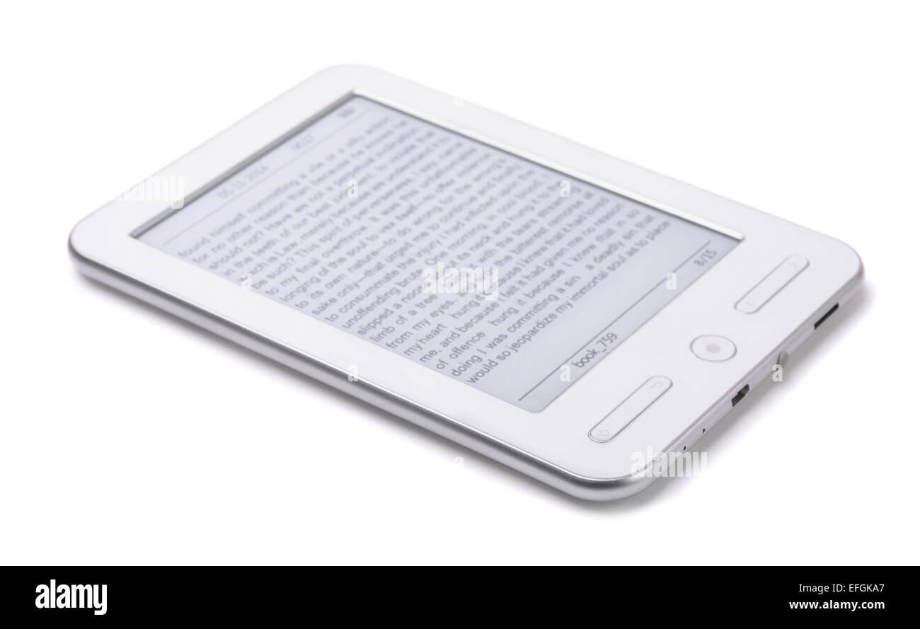 E-book reader isolated on white Stock Photo