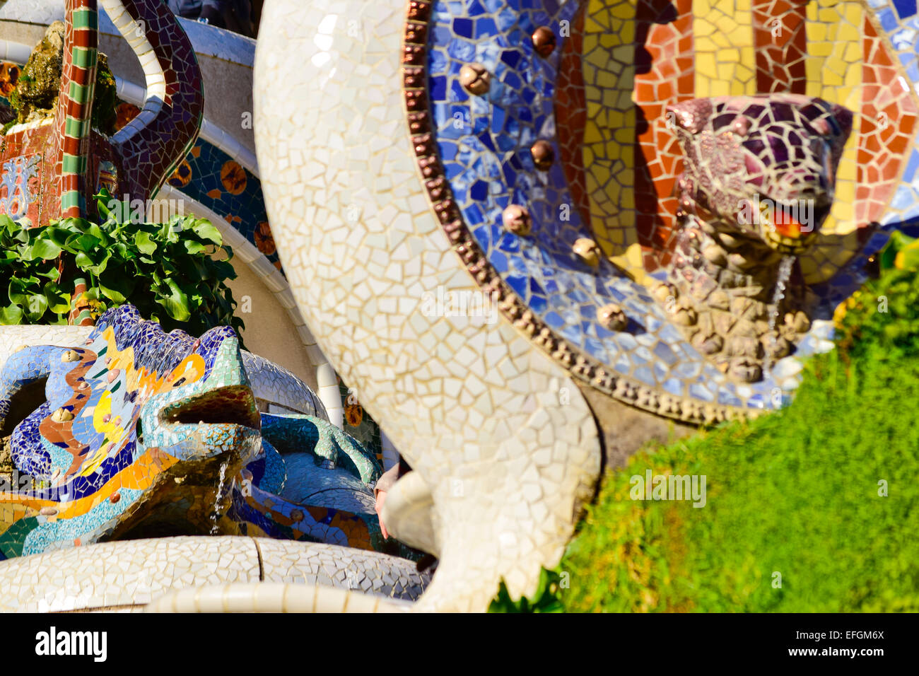 Park Guell by Antoni Gaudi. Barcelona, Catalonia, Spain Stock Photo