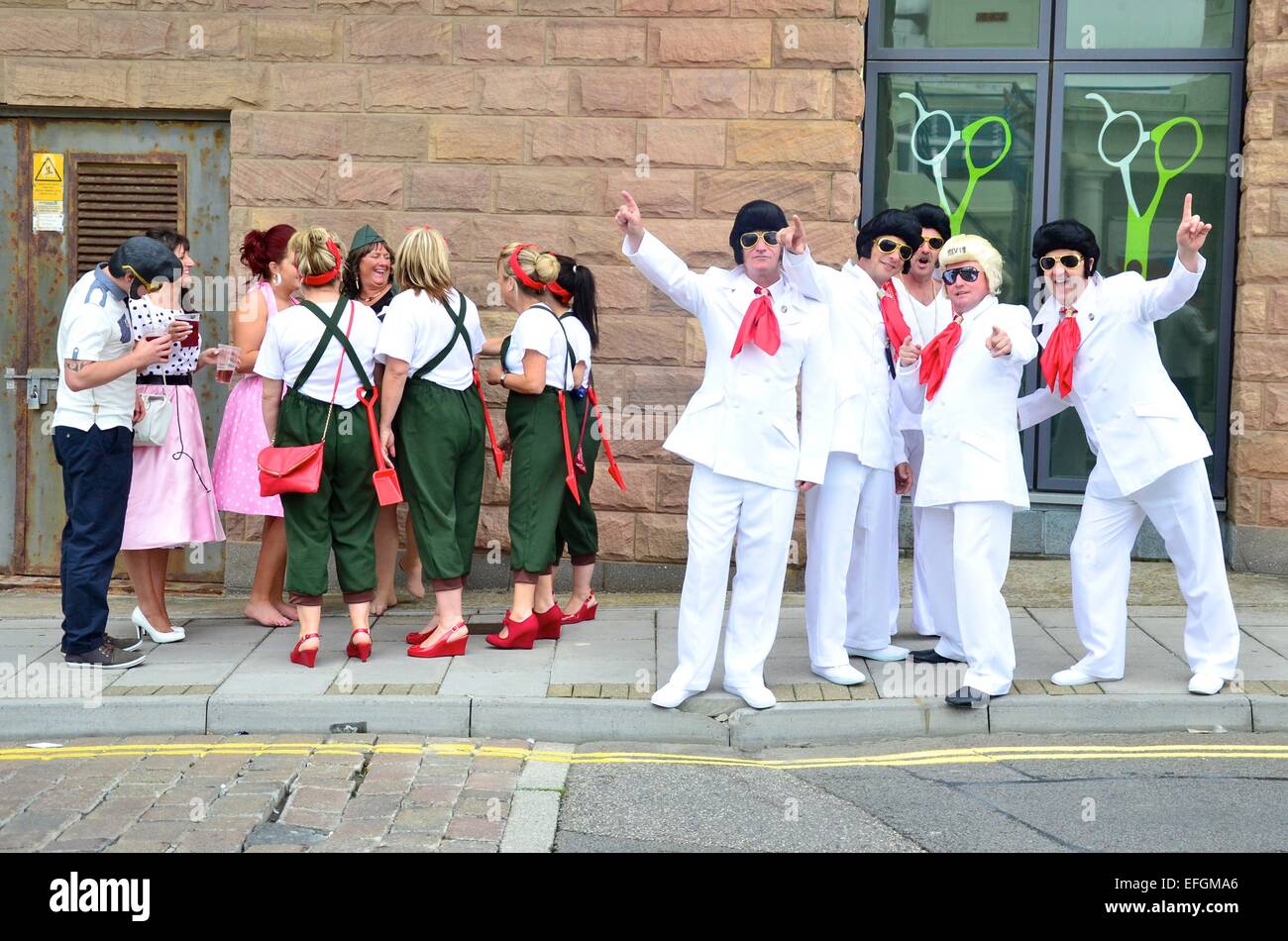 Elvis Impersonators at the Elvis Festival (The Elvies), Porthcawl, South Wales, UK Stock Photo