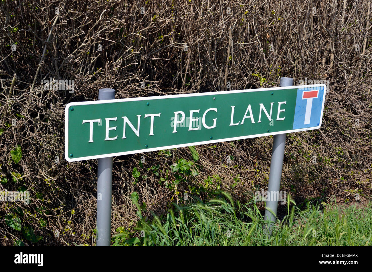 Tent Peg Lane street sign, Petts Wood, Bromley, London, UK Stock Photo