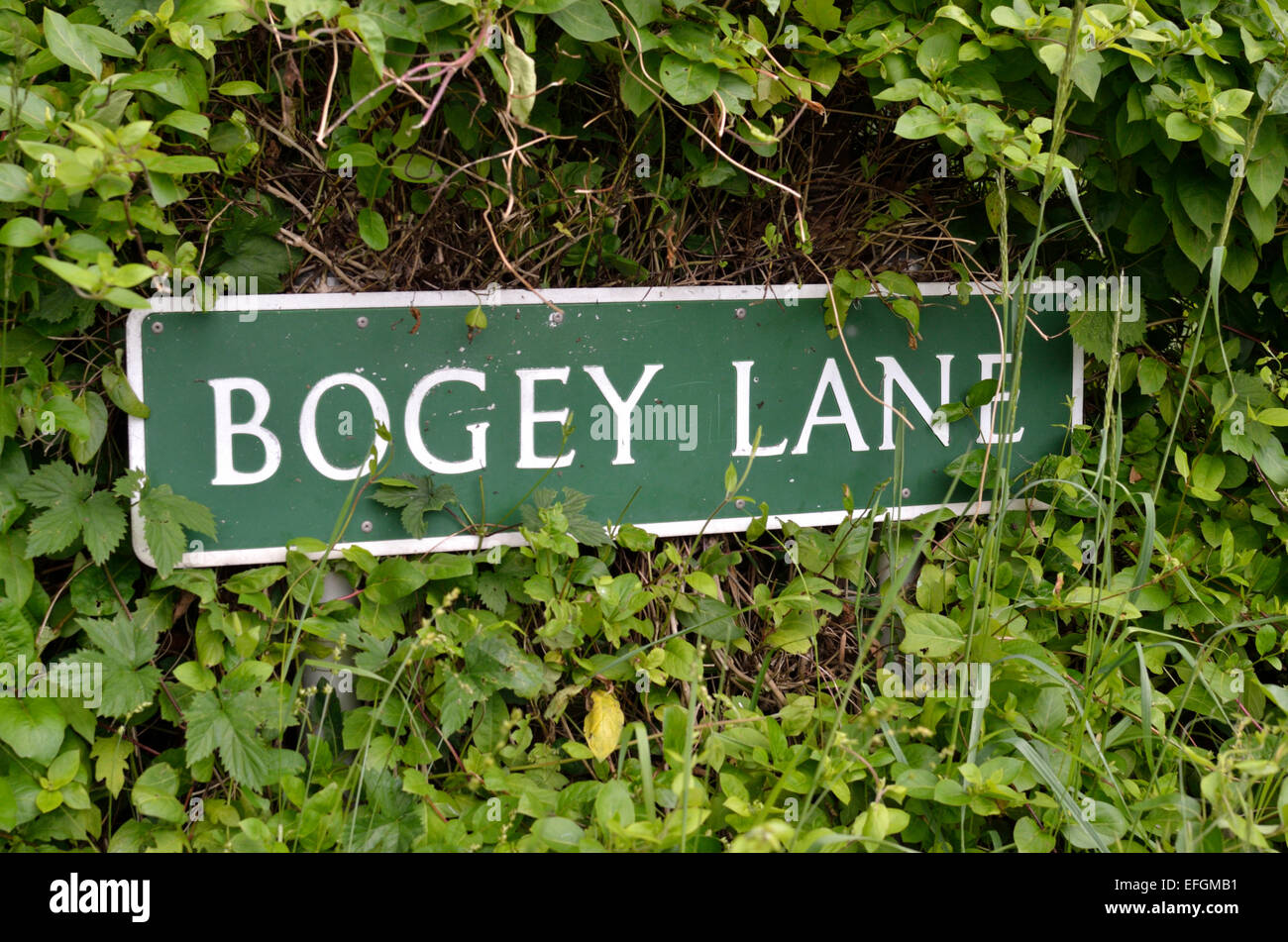 Bogey Lane street sign, Farnborough, Orpington, Kent, UK Stock Photo