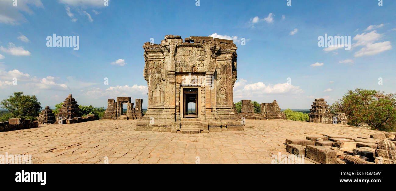 Panoramic image of Pre Rup Temple at Sunset, Angkor Wat, Cambodia Stock Photo