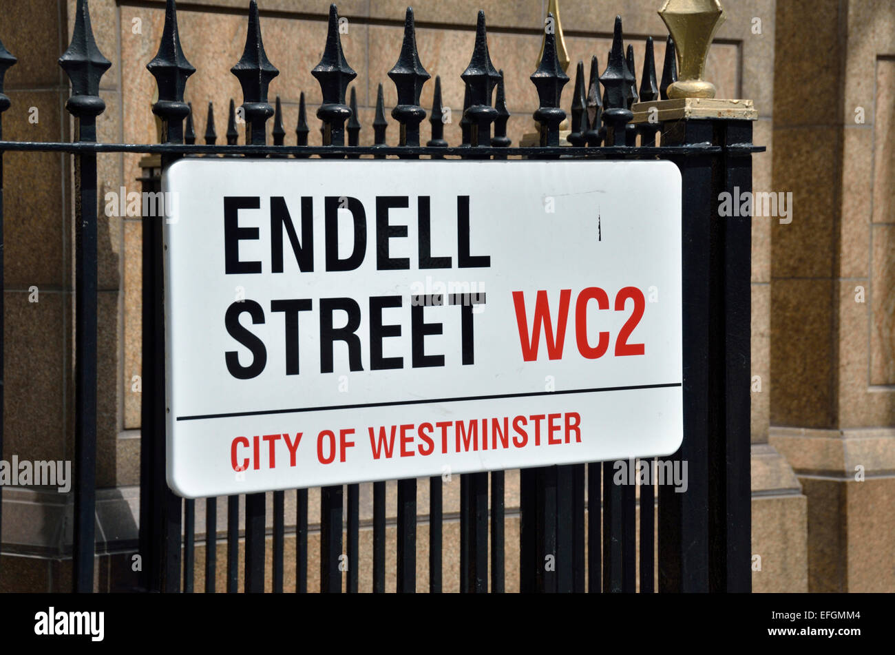 Endell Street WC2 street sign Covent Garden, London, UK. Stock Photo
