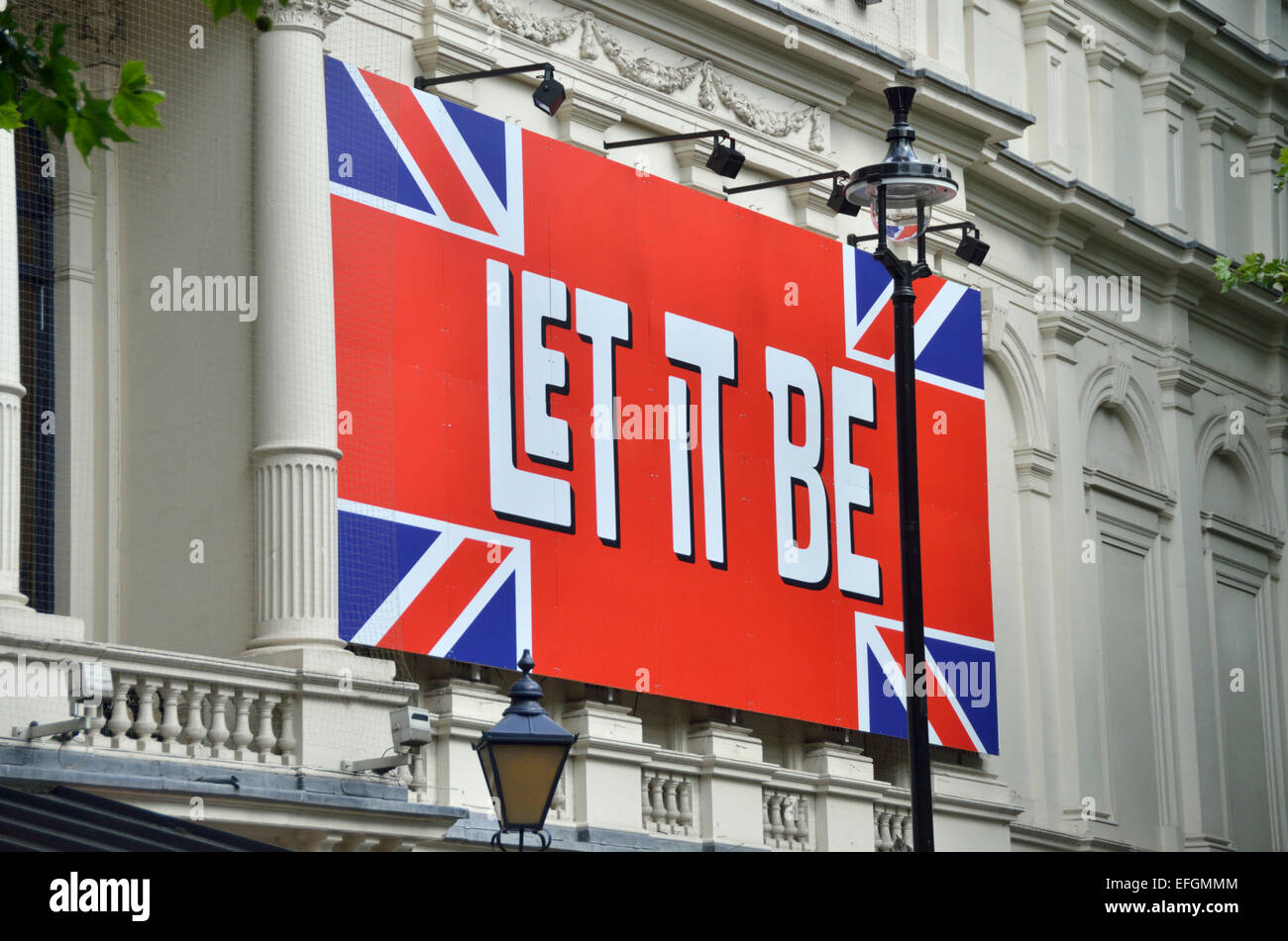 Billboard promoting the Beatles musical ’Let it Be’, London, UK Stock Photo
