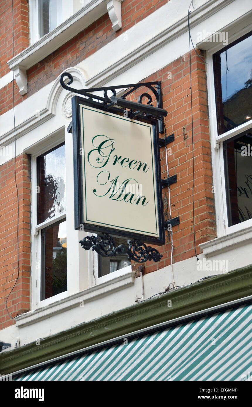 The Green Man Pub in Riding House Street, Fitzrovia, London, UK. Stock Photo