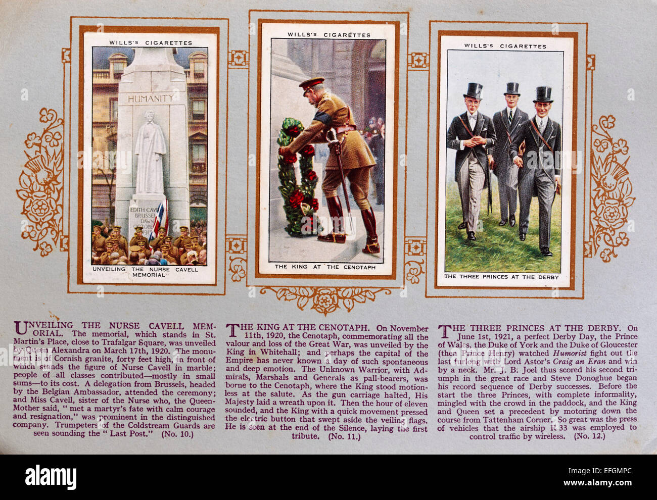 CIGARETTE CARDS, THE REIGN OF GEORGE THE FIFTH, 1910-1935 SILVER JUBILEE,  THREE CARDS Stock Photo