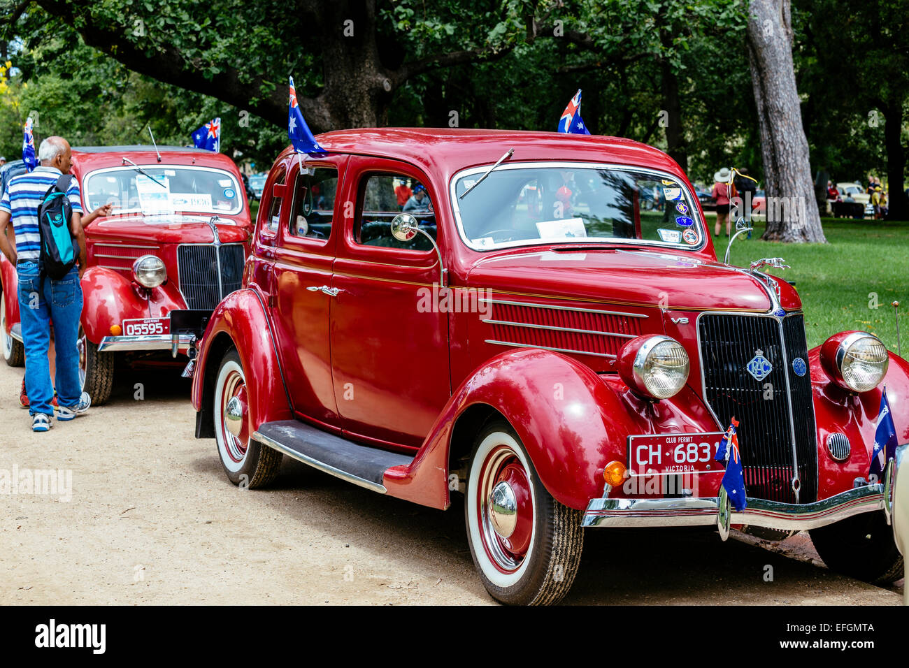 Classic cars on display, RACV Australia Day picnic and Federation