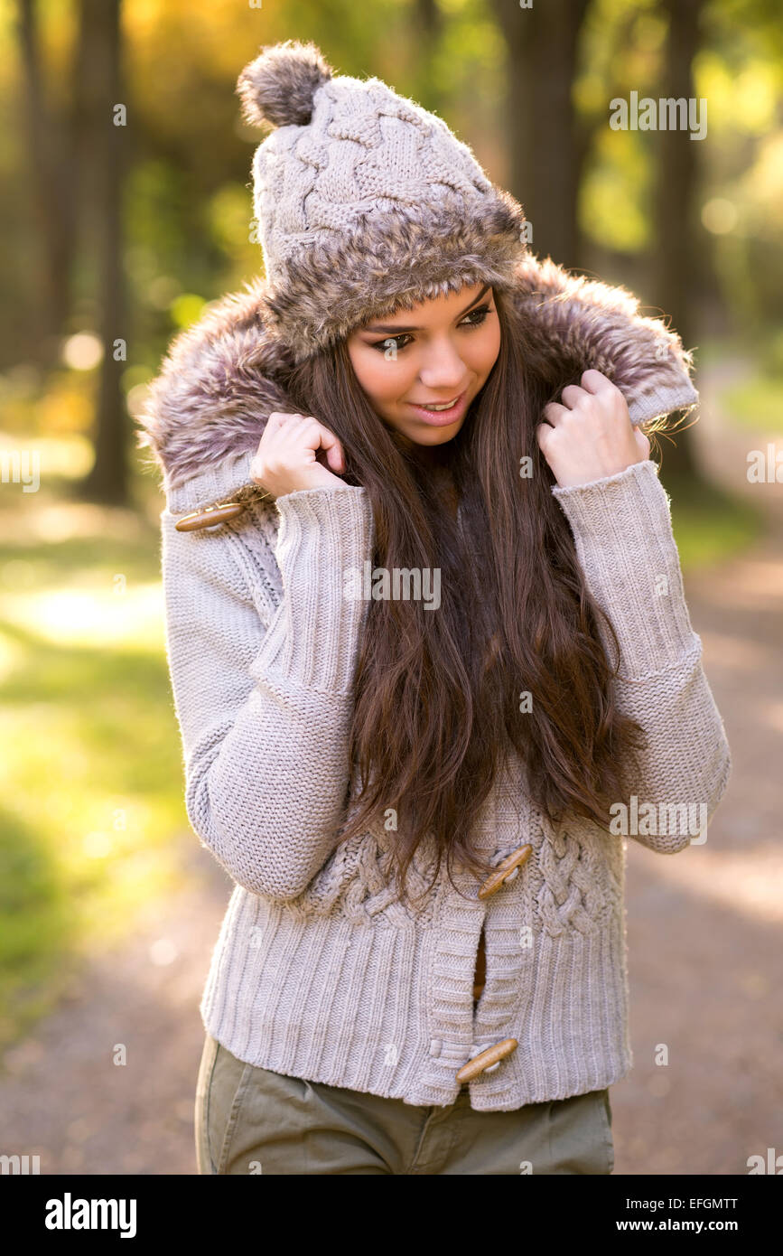 Beautiful girl portrait in the autumn park Stock Photo - Alamy