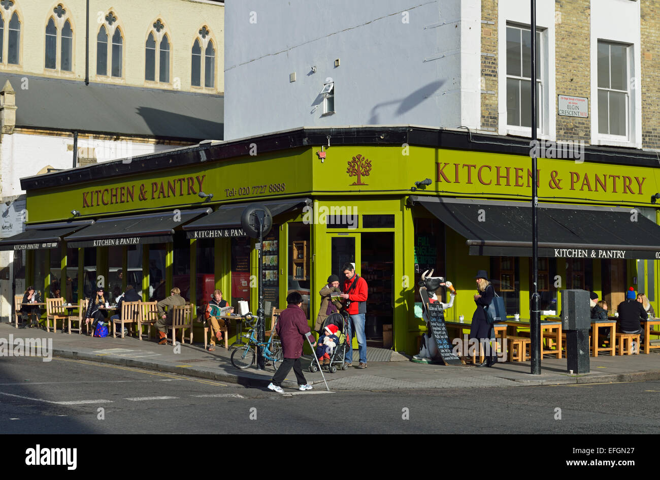 Cafe, Notting Hill, West London, United Kingdom Stock Photo
