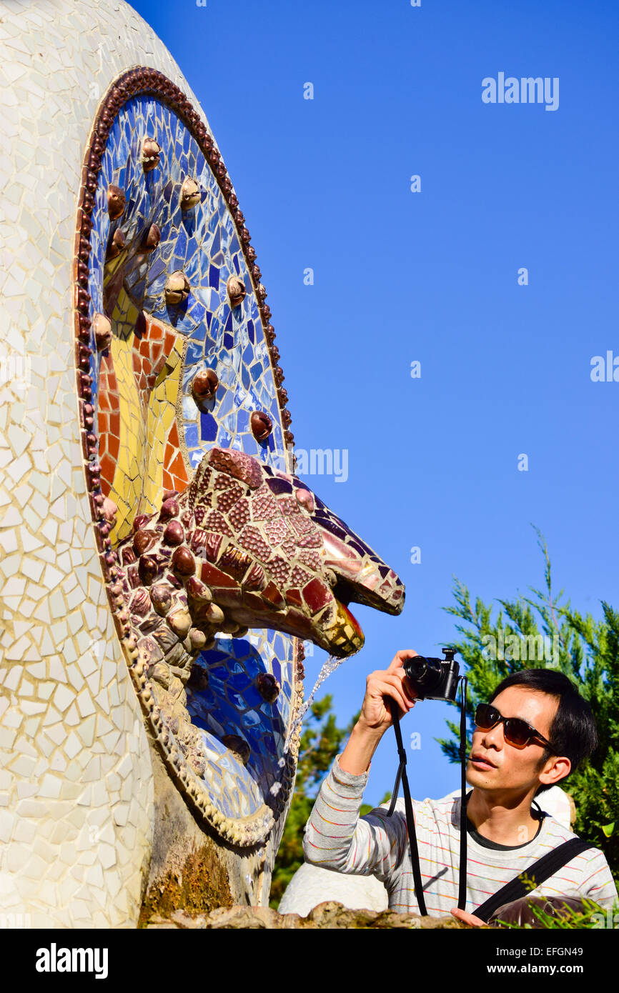 Park Guell by Antoni Gaudi. Barcelona, Catalonia, Spain Stock Photo