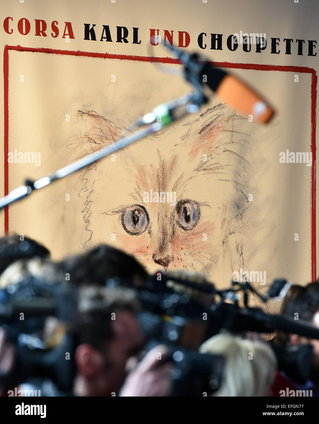 berlin germany 03rd feb 2015 journalists stand at the vernissage photocalender