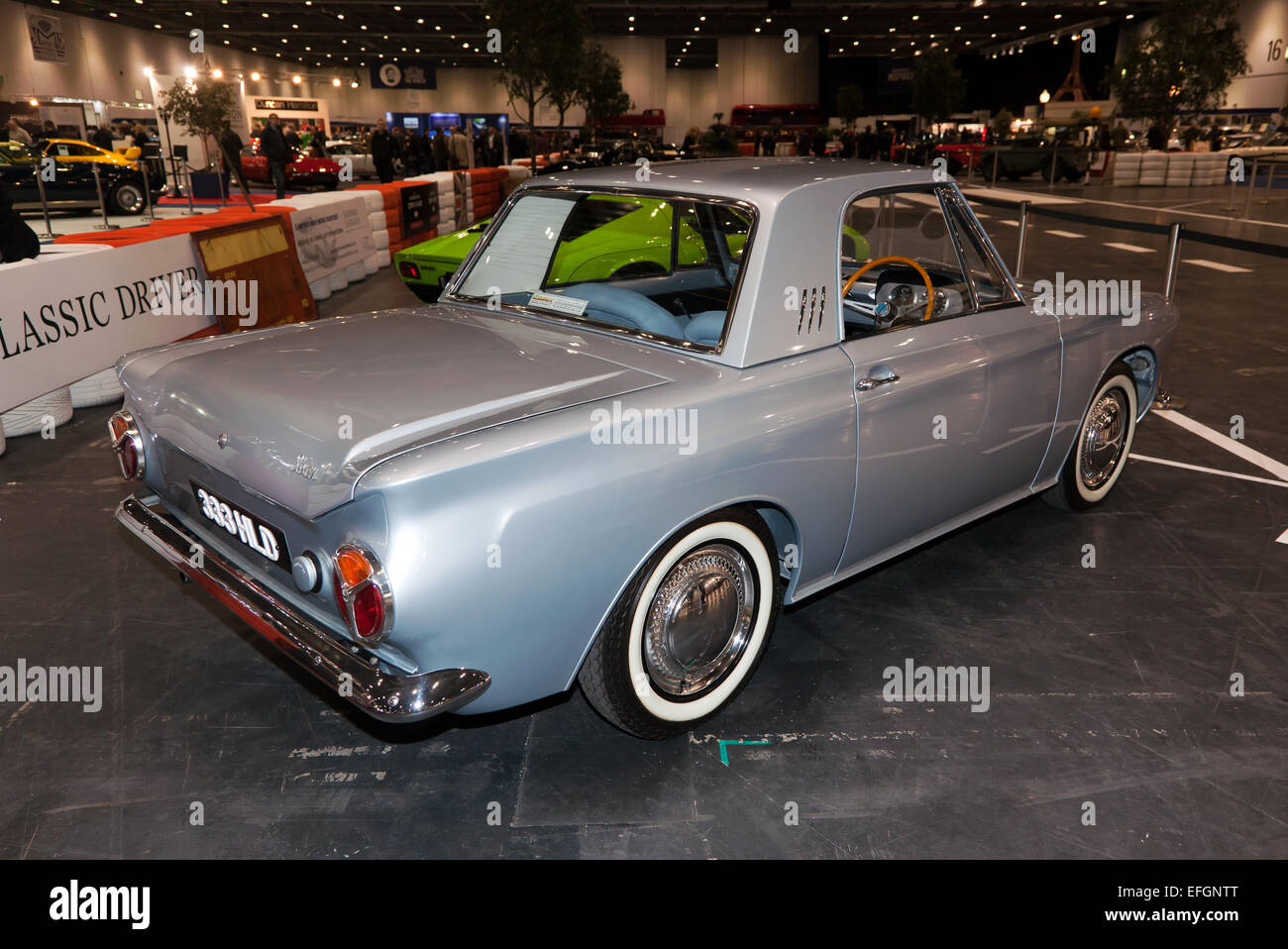 Replica of a Ford Saxon Cortina, a one-off concept car, on display at the London Classic Car Show. Stock Photo