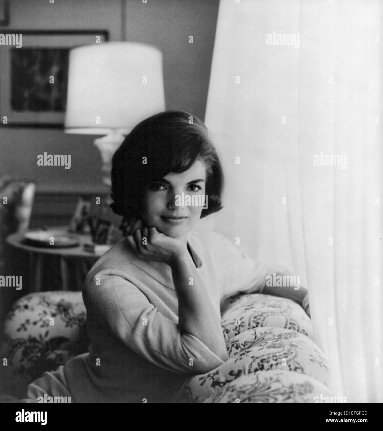 US First Lady Jacqueline Kennedy in her first official White House portrait 1961 in Washington, DC. Stock Photo