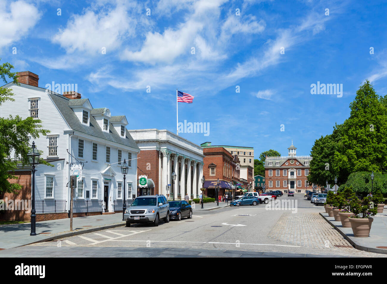 Washington Square in downtown Newport, Rhode Island, USA Stock Photo