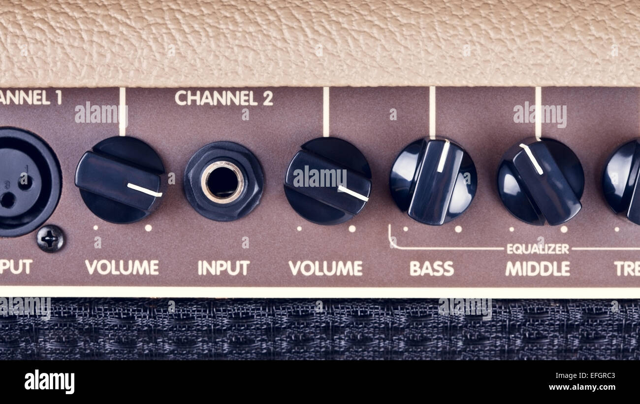retro guitar amplifier control panel with knobs Stock Photo Alamy