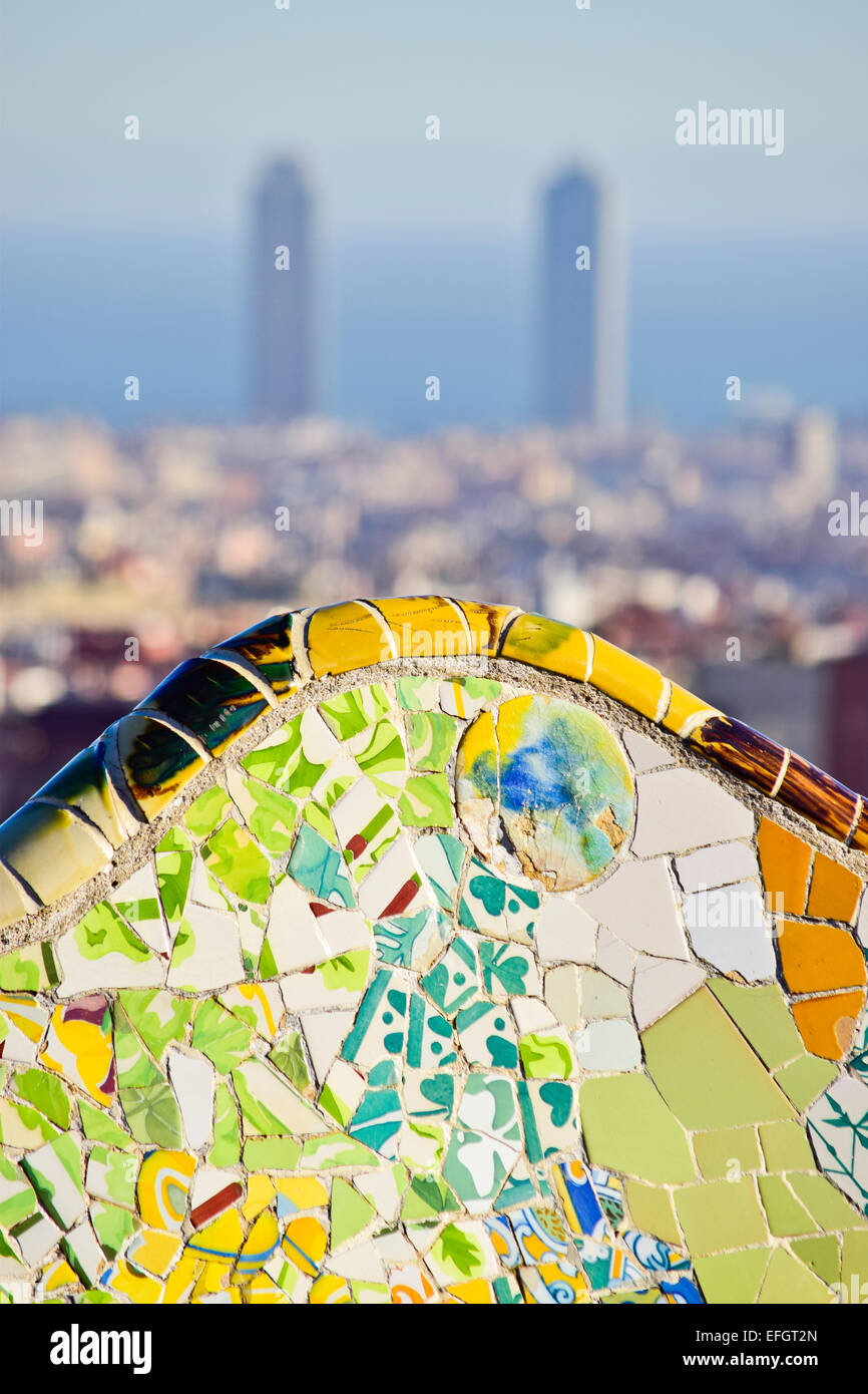 Park Guell by Antoni Gaudi architect. Barcelona, Catalonia, Spain. Stock Photo