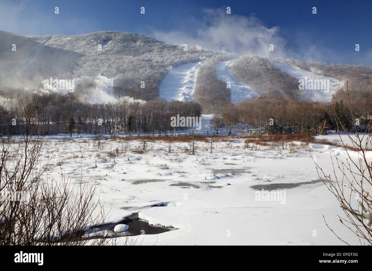 Franconia Notch State Park Snow making at Cannon Mountains in the