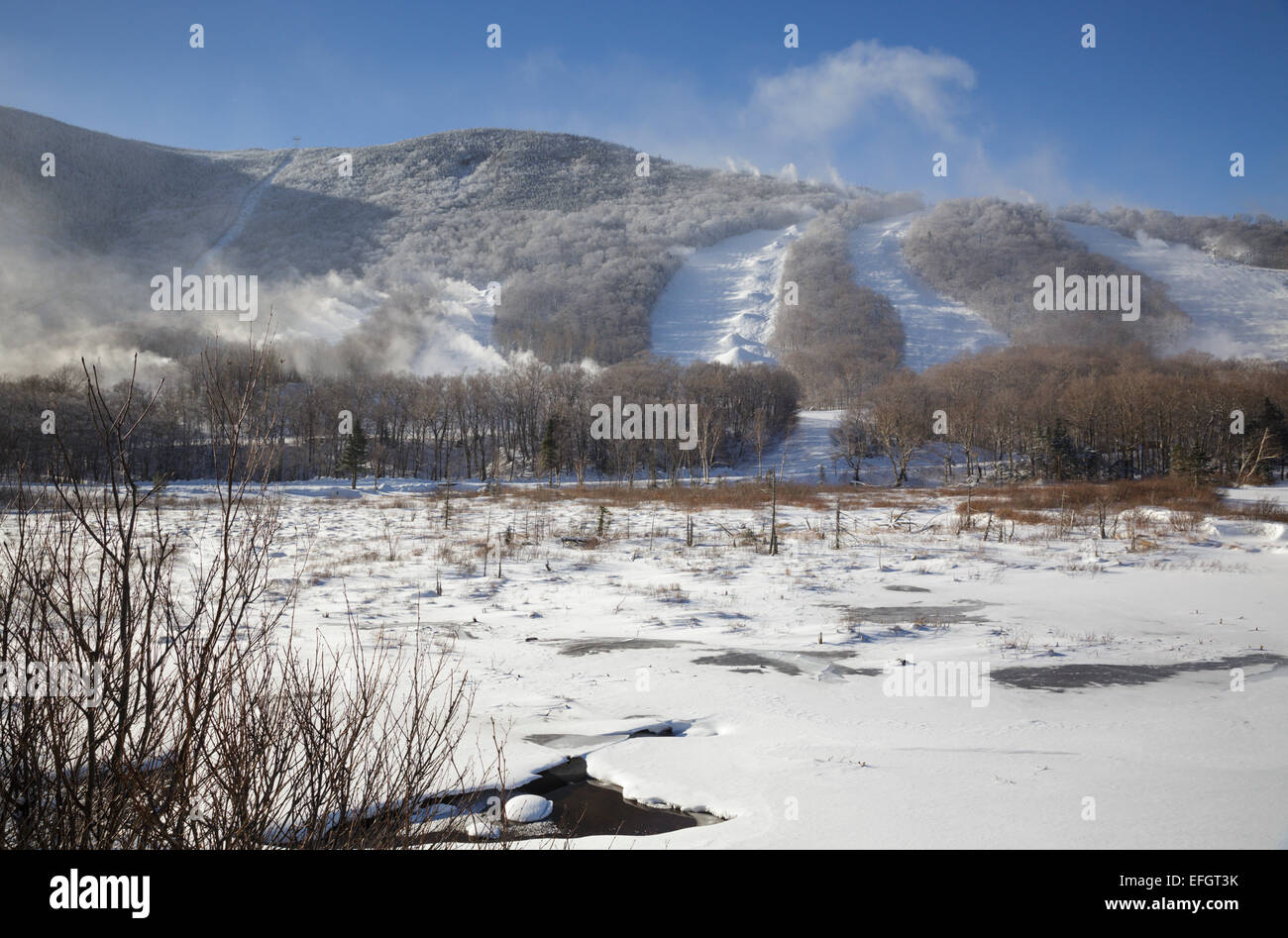 Franconia Notch State Park Snow making at Cannon Mountains in the