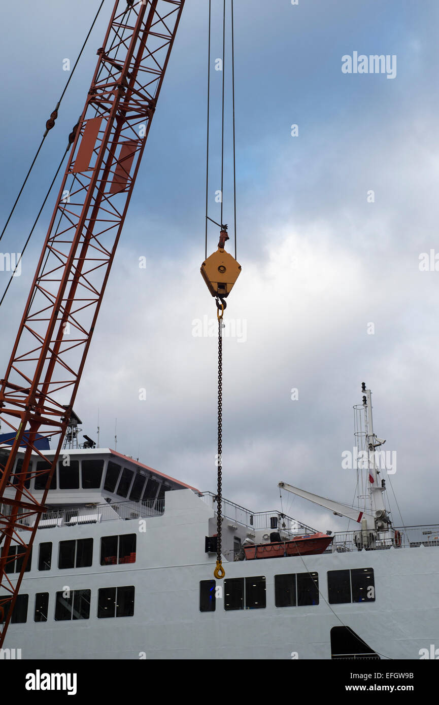 crane and ship in Portsmouth Docks, Hampshire, England Stock Photo