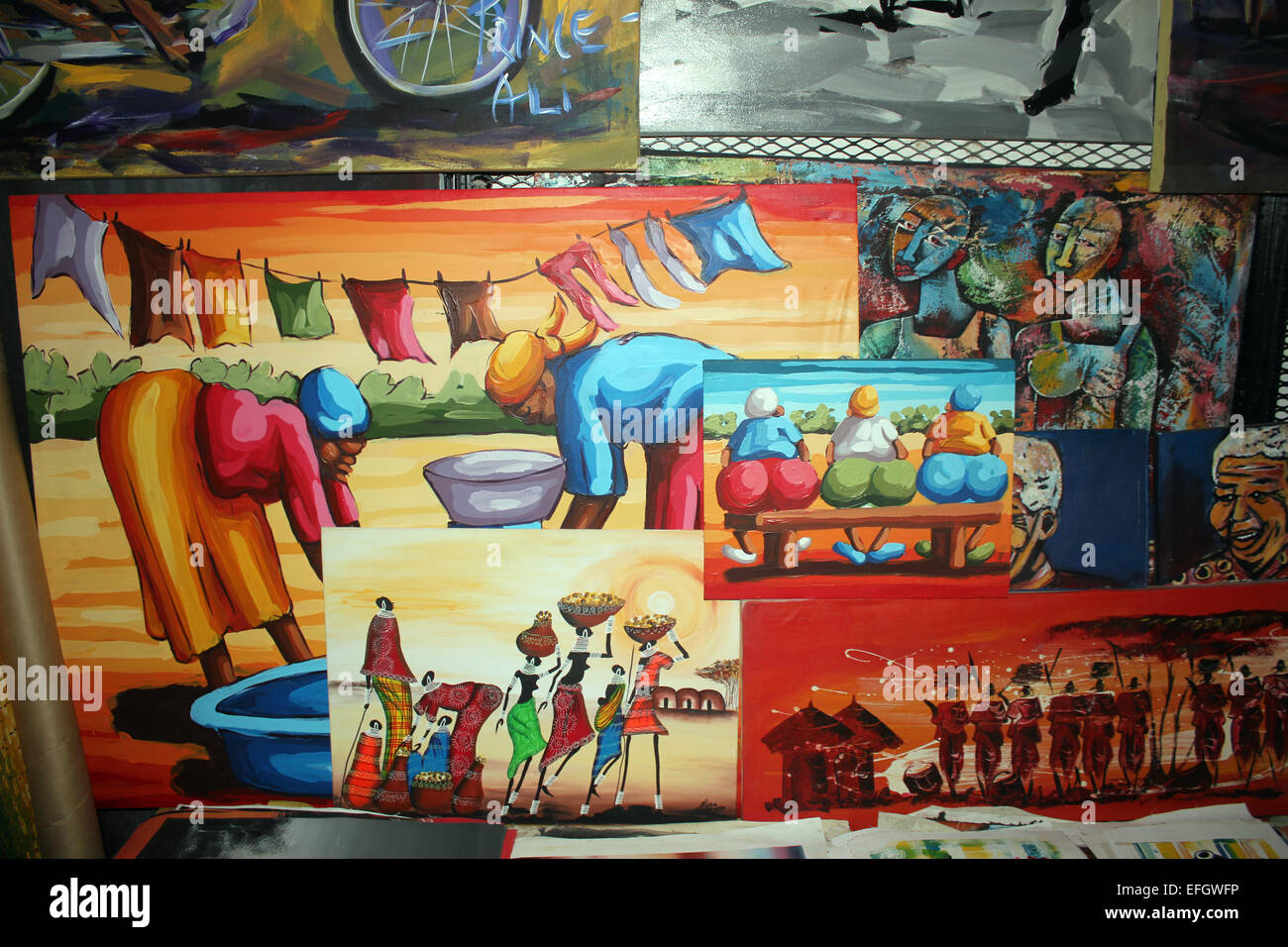 Local crafts in the Rosebank market Johannesburg South Africa Stock