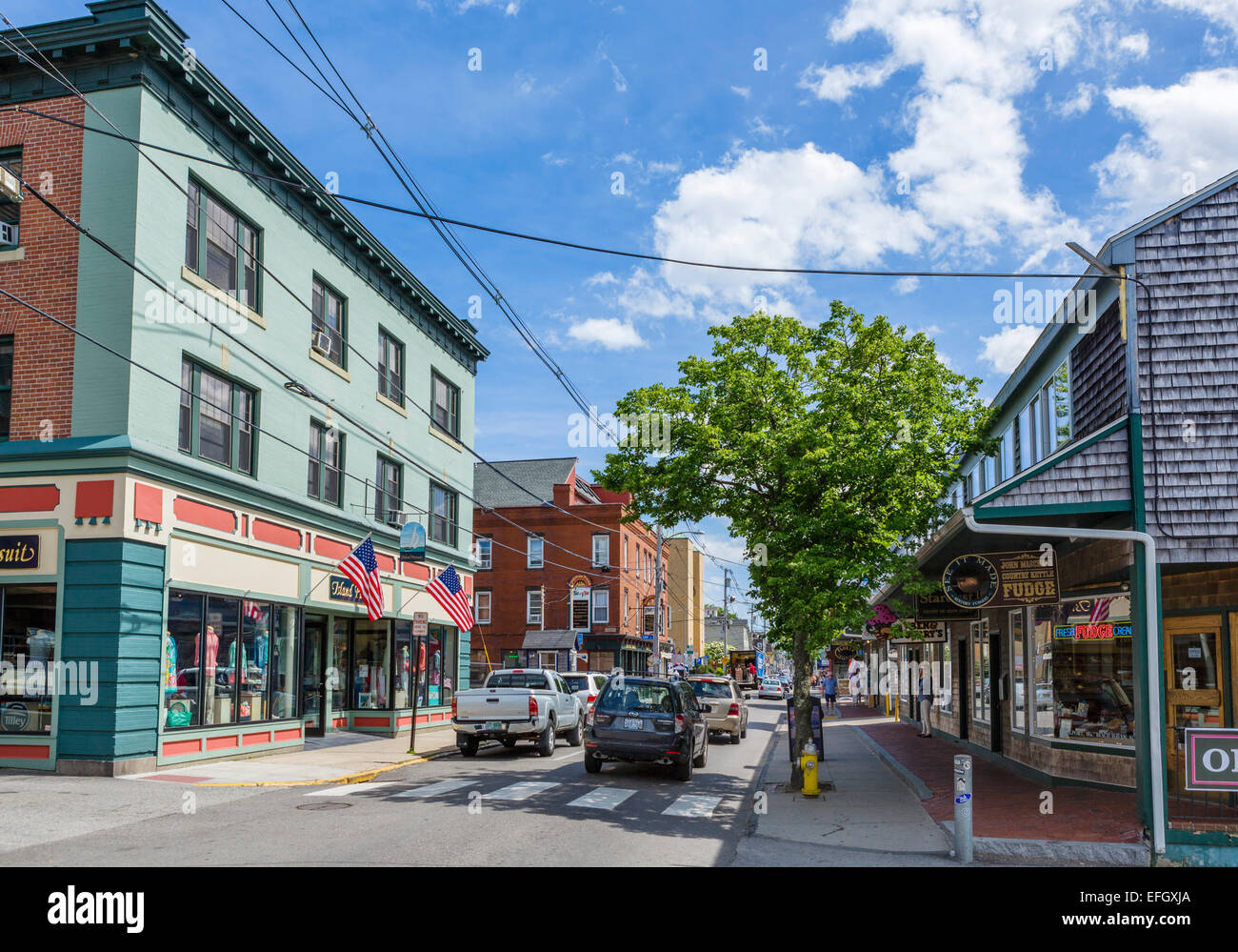 The southern end of Thames Street in downtown Newport, Rhode Island