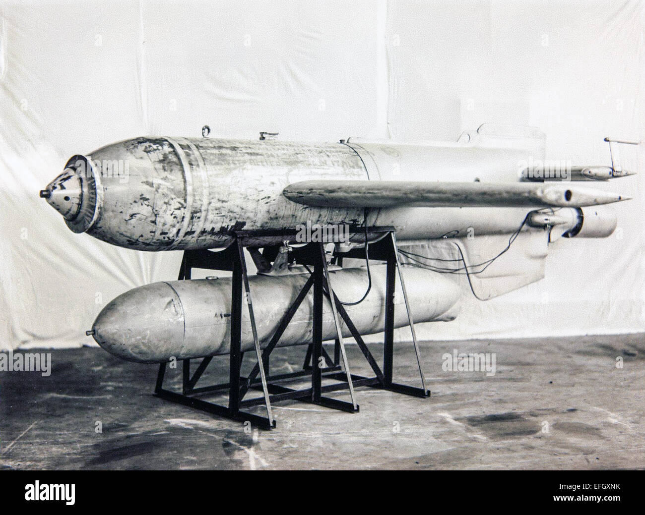 Captured Henschel Hs 293 anti-shipping air to surface guided missile on display. Stock Photo